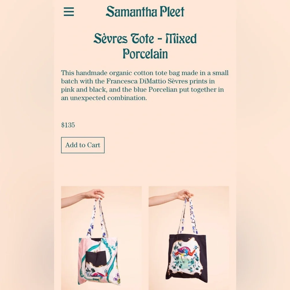 Samantha Pleet Sèvres Mixed Porcelain Tote Bag - New! - Picture 2 of 9